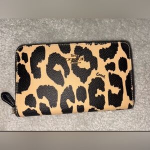 Coach Leopard Print Wallet - Black and Tan